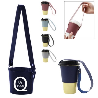 Leather Beverage Cup Holder Sleeve