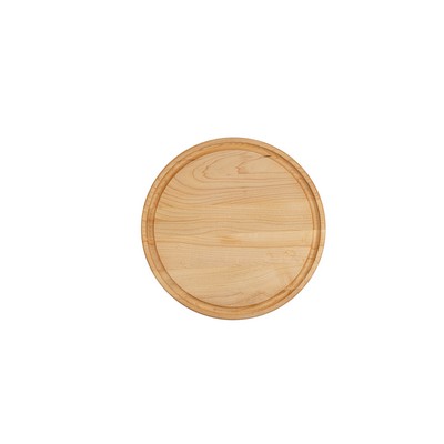 Maple round cutting board with juive groove 10-1/2x3/4