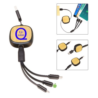 39.37" Bamboo 3" 1 Retractable Charging Cable