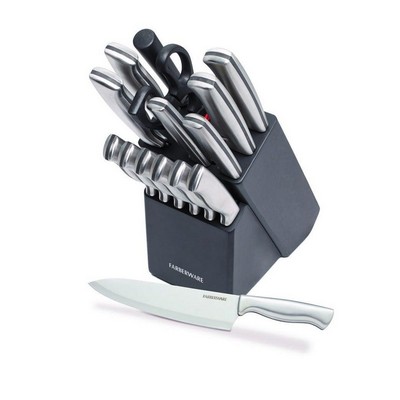 Farberware 15Pc Stamped High Carbon Stainless Steel Knife Block Set