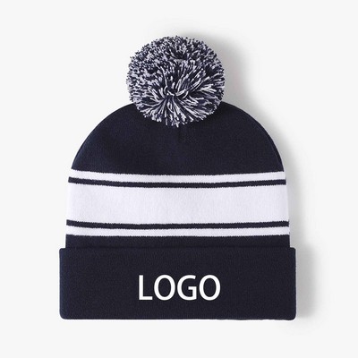 Acrylic Knit Pom Beanie