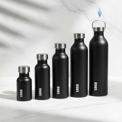 750Ml Stainless Steel Bottle W/ Foldable Handle Ring