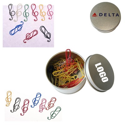 Music Clef Paper Clips In Tin Box