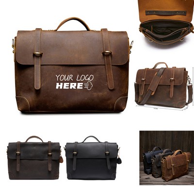 Professional Leather Briefcases w/ Adjustable Shoulder Strap