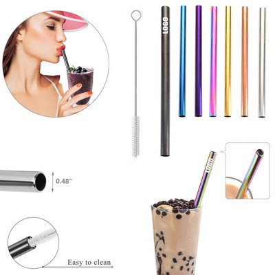 Jumbo 8.46" Straight Metal Straw w/Brush