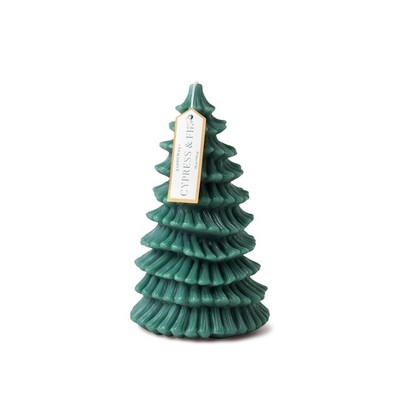 CYPRESS & FIR 5"x 8" TALL TREE TOTEM CANDLE WITH HANGTAG