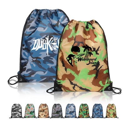 Waterproof 210D Camo Drawstring Bag