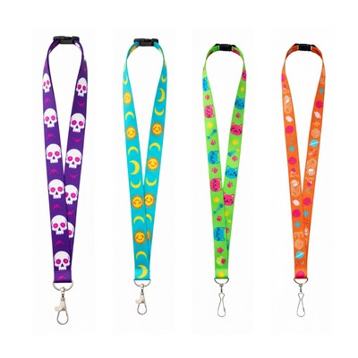 3/4" Full Color Polyester Lanyard W/ J Hook And Breakaway