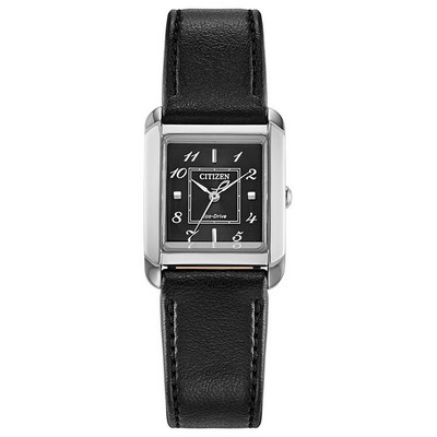 Citizen Watch Ladies' Bianca Leather Strap Watch Black Dial