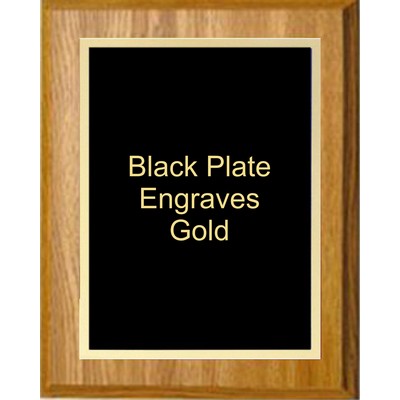 Oak Plaque 6" x 8" - Simplicity Plate Black/Gold 4" x 6" Plate