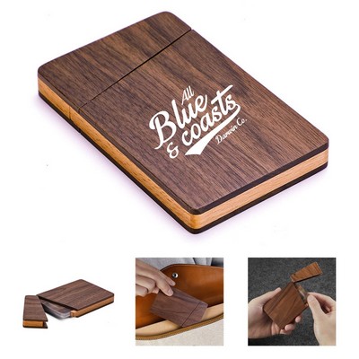 Walnut Wood Slim Business Card Holder