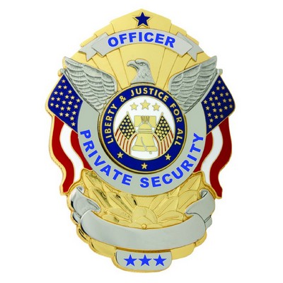 Private Security Officer Eagle Over Flags Shield Badge
