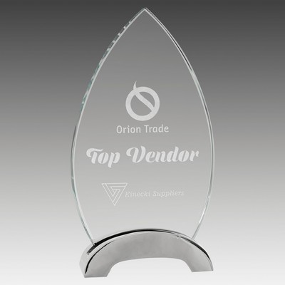 Oval Platinum Glass with Arch Metal Base