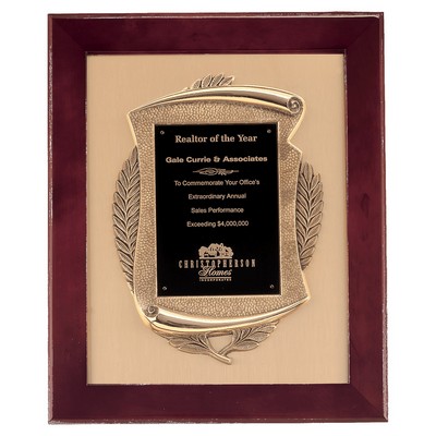 Rosewood Piano Finish Plaque with Bronze Frame