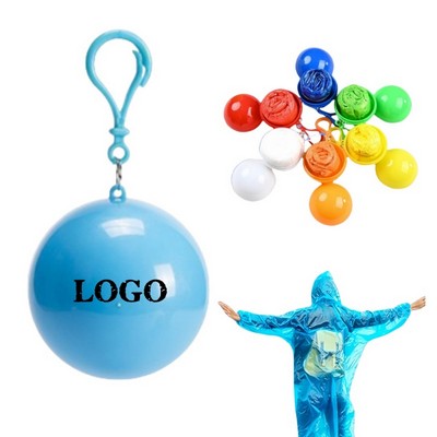 2 1/2" Portable Disposable Rain Poncho Ball w/Carabiner