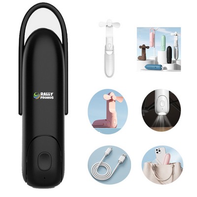 Rechargeable Mini Foldable Handheld Fan With Led Light Power Bank