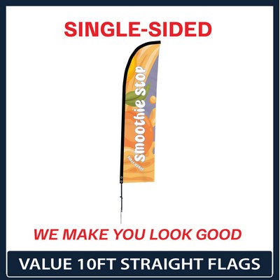 Value 10' Straight Flag - Single Sided w/Spike Base and Carry Bag