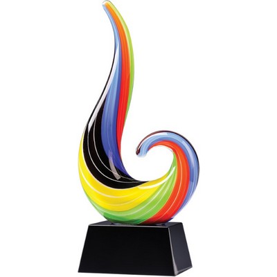 Rainbow Flame Art Glass Award 11"H