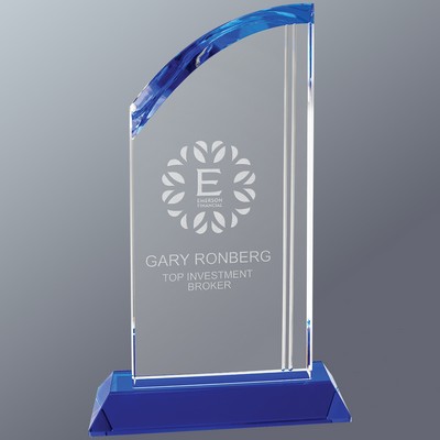 Clear Crystal Arch on Blue Crystal Base, Medium (6"x 9-3/4"H)