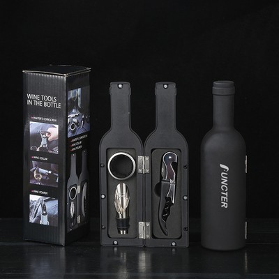 Waiter's Corkscrew Wine Opener Set In Bottle Shape Colorful Box-3 Piece