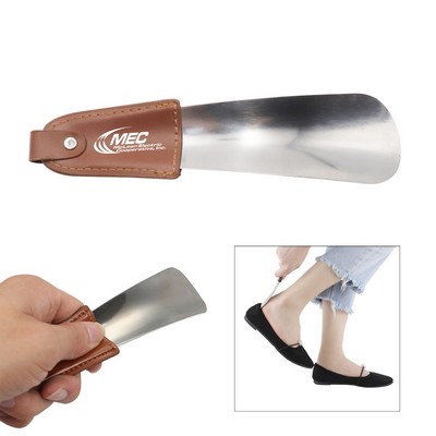 Stainless Steel Shoe Horn With Leather Cover