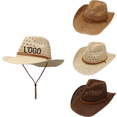 Retro Western Cowboy Beach Straw Hat