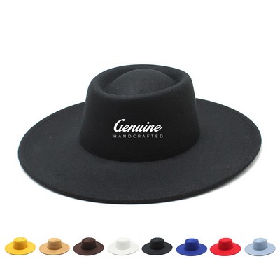 Vintage Wide Brim Polyester Fedora Hat