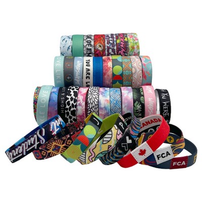 Sublimated Elastic Event Wristband W/ Customizable Woven Label