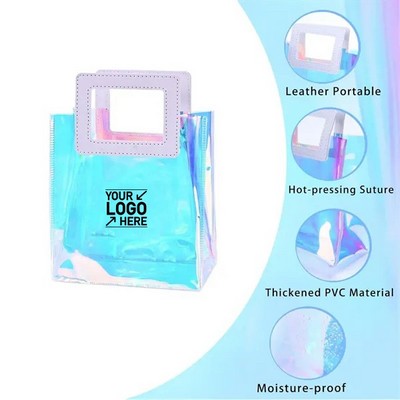 Reusable Iridescent Clear Gift Bag with Handles