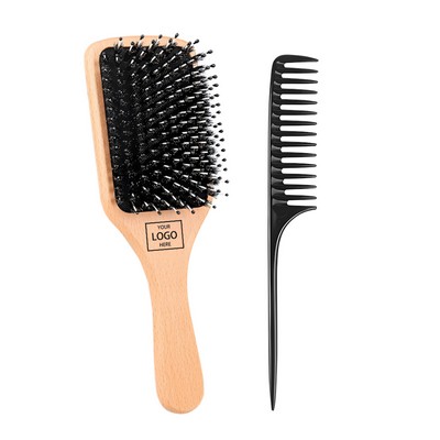 Solid Wooden Hog Bristle Comb Set