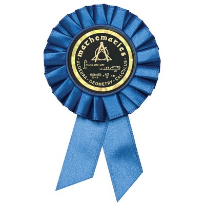 Blue Rosette Award Ribbon with 2" Science Fair Award Mylar Insert (3 1/2" x 6")