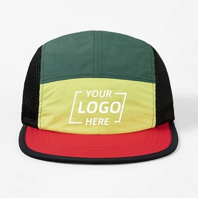 Water Repellent 5 Panel Nylon Mesh Camper Hat