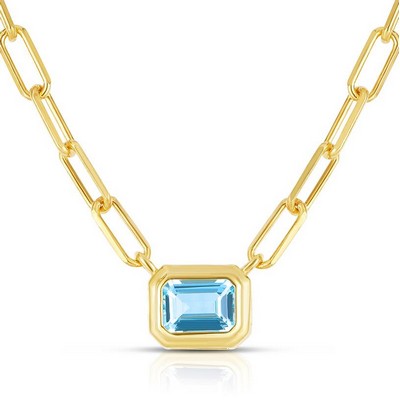 Jilco Inc Blue Topaz Paperclip Necklace