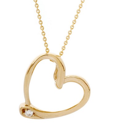 Jilco Inc Round Diamond Heart Necklace - 0.01 Ct