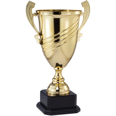 26" Silver Metal Swirl Cup on Black Marble Base