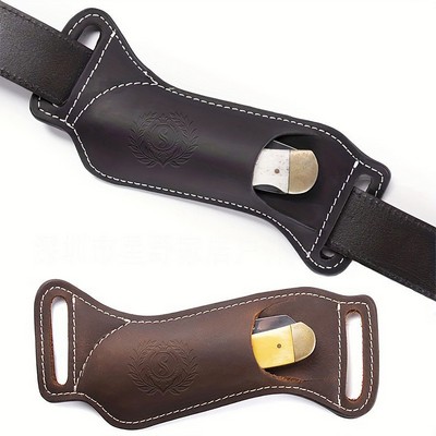 EDC Cowhide Folding Knife Sheath for Belt