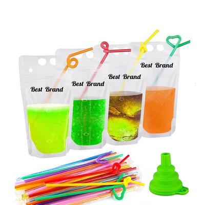 Disposable Drink Pouches With Straw(100Pcs)