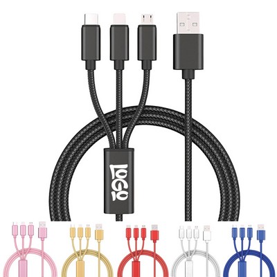 3" 1 Nylon Braided Fast Charging Cable for All Devices