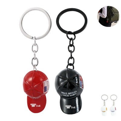 Hat Metal Keychains with USA Flag Key Ring