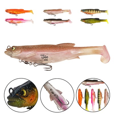 21g Lead-Free T-Tail Swivel Soft Bait Fishing Lure with Treble Hook for Saltwater