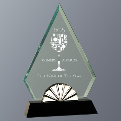 Diamond Horizon Glass on Black Glass Base Series, Medium (5-1/2"x 9"H)