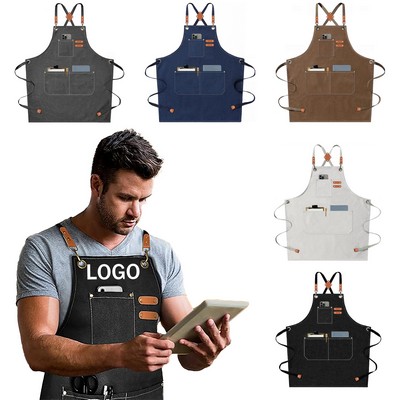 Adjustable Large Pockets Cotton Canvas Chef Aprons