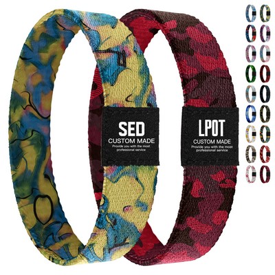 Completely Custom 5/8'' Sublimation Elastic Polyester Wristband With Woven Label