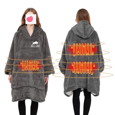 USB Three-Zone Heated Hooded Lazy Blanket Without Power Bank