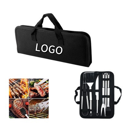 9Pcs Stainless Steel Bbq Tool Set With Carry Bag