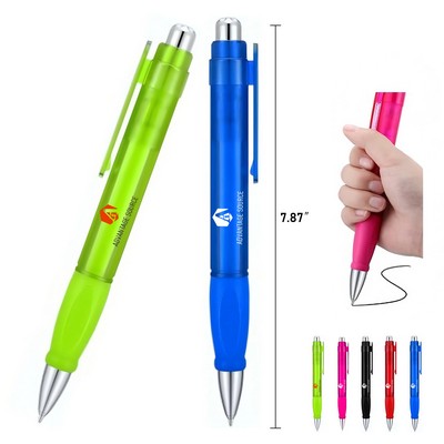 Soft Grip Click Ballpoint Pen with Large Clip