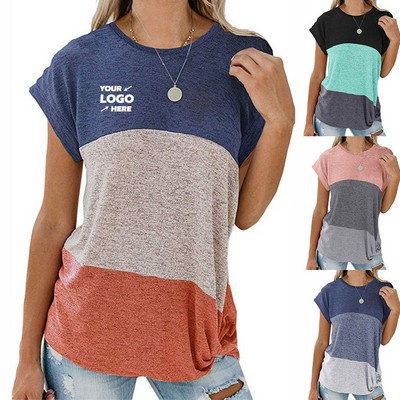 Womens Casual Color Block Tops