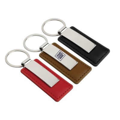 Metal Keychain With PU Leather