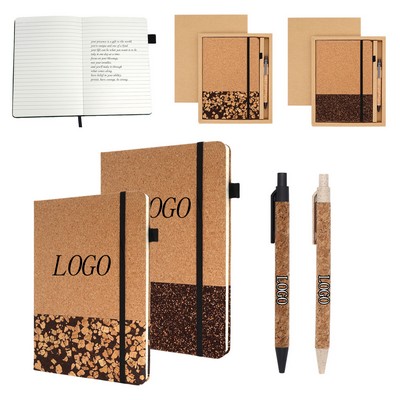 Coffee Grounds Cork Splicing Notebook w/Wheat Straw Pen Holder