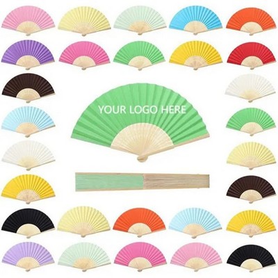 Full Color Custom Folding Bamboo Fabric Hand Fan